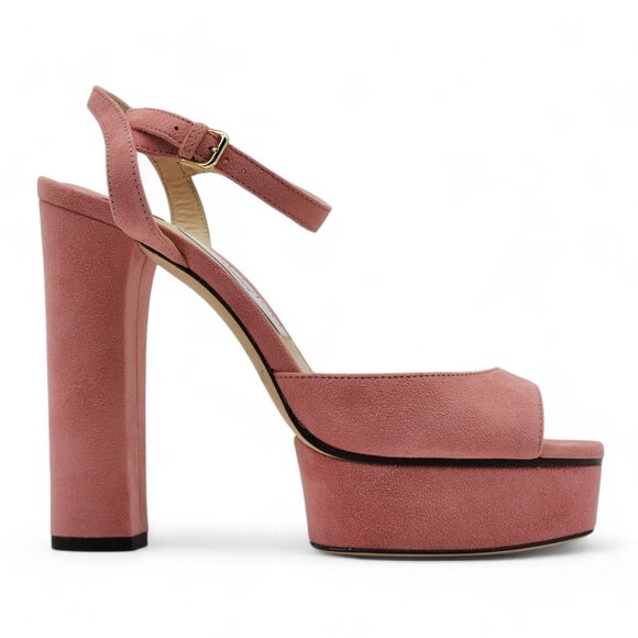 Jimmy Choo Peachy Platform Sandals 125mm - Suede - Pink 37 6.5 $850 - Picture 2 of 9